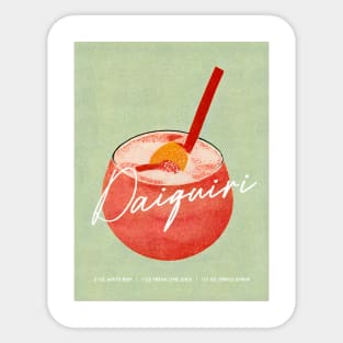 Daiquiri Retro Poster Tropic Bowl Bar Prints, Vintage Drinks, Recipe, Wall Art Sticker